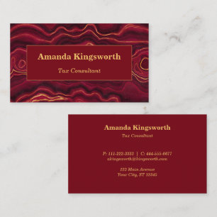 Red and Gold Agate Professional personalised Business Card