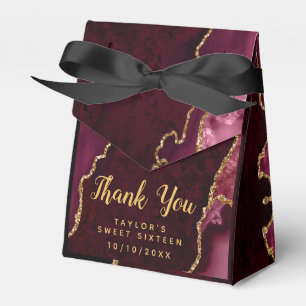 Red and Gold Agate Sweet Sixteen Thank You Favour Box