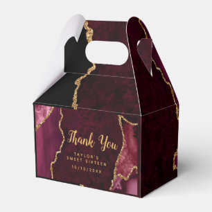 Red and Gold Agate Sweet Sixteen Thank You Favour Box