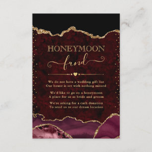 Red and Gold Agate Wedding Honeymoon Fund Enclosure Card