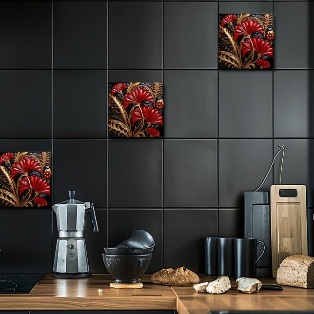 Red and Gold Art Deco  Tile (Creator Uploaded)