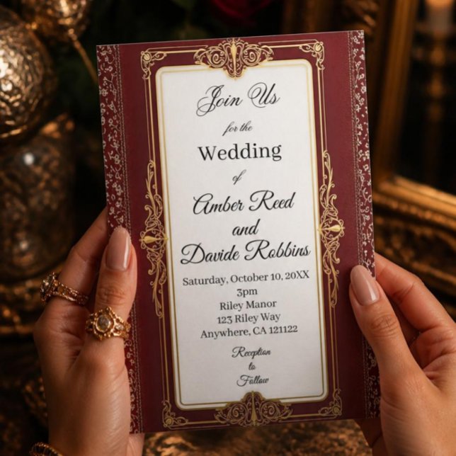 Red and Gold Art deco wedding invitation (Creator Uploaded)