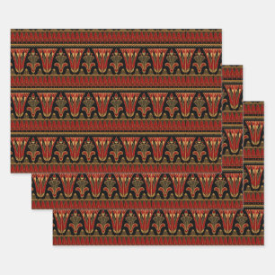 Red and Gold Art Deco Wrapping Paper Sheet