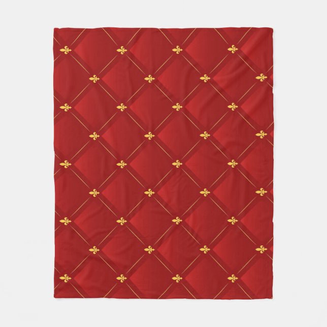 Red and Gold Art Nouveau Fleece Blanket (Front)