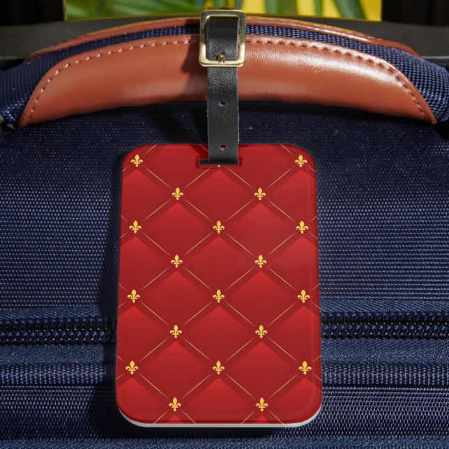 Red and Gold Art Nouveau Luggage Tag (Front Insitu 2)