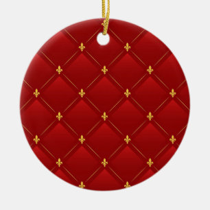 Red and gold art nouveau pattern ceramic tree decoration