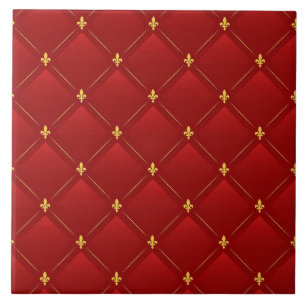 Red and Gold Art Nouveau Tile