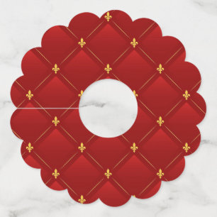 Red and Gold art nouveau Wine Glass Tag
