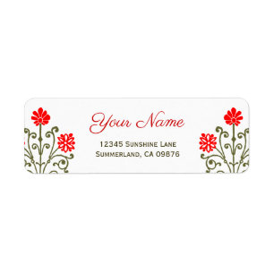 Red and Gold Baroque Etching Custom Address Label