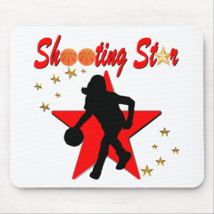 RED AND GOLD BASKETBALL SHOOTING STAR DESIGN MOUSE MAT