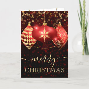 Red and Gold Baubles Christmas Holiday Card
