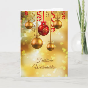 Red and gold baubles German Christmas Holiday Card