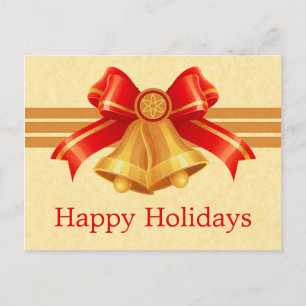 Red and Gold Bells Christmas Postcard