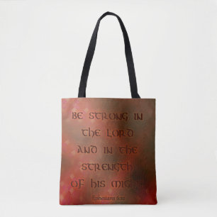 Red and Gold Bible Verse Tote Bag