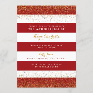 Red and Gold Birthday Invitation for Adult