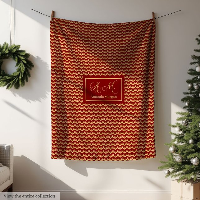 Red and Gold Blanket Personalised Holiday Keepsake (Red and Gold Blanket Personalized Holiday Keepsake)