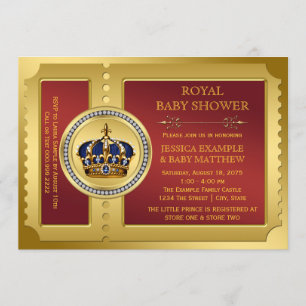 Red and Gold Boys Royal Baby Shower Invitation