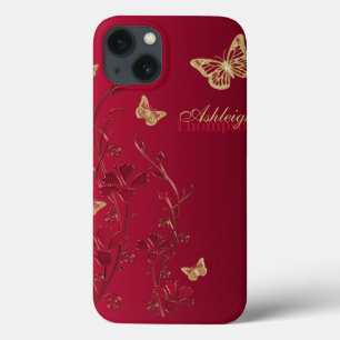 Red and Gold Butterfly Floral iPad Air Case