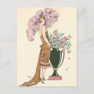 Red and Gold by George Barbier Postcard