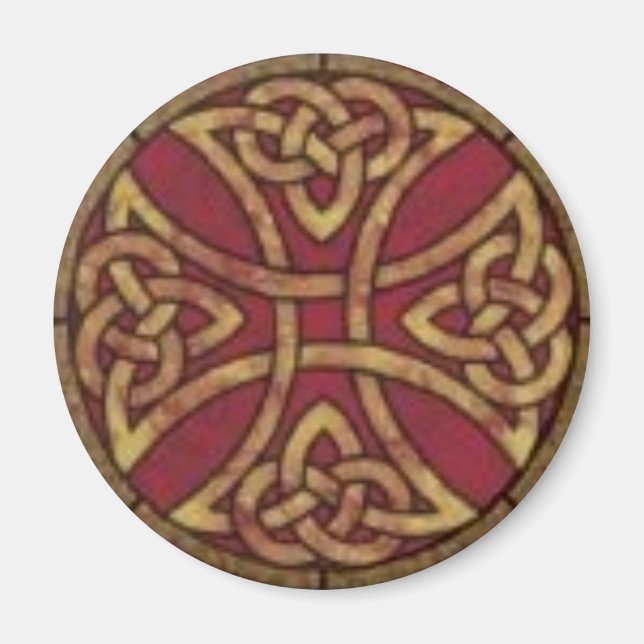 Red and Gold Celtic Knot Magnet (Front)