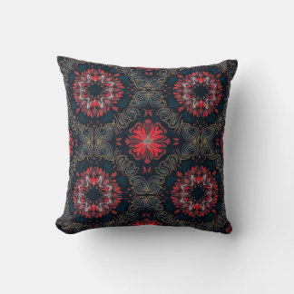 “Red and Gold Chaos Mandala Pattern Pillow” Cushion