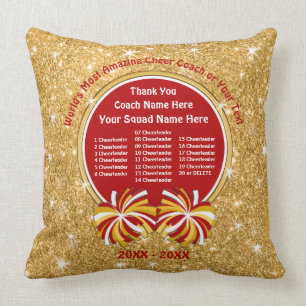 Red and Gold Cheer Coach Gifts, All Cheerleader's Cushion