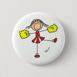 Red and Gold Cheerleader 6 Cm Round Badge