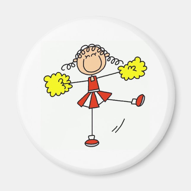 Red and Gold Cheerleader Magnet (Front)
