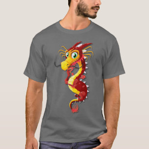 Red and Gold Chinese Cartoon Dragon T-Shirt