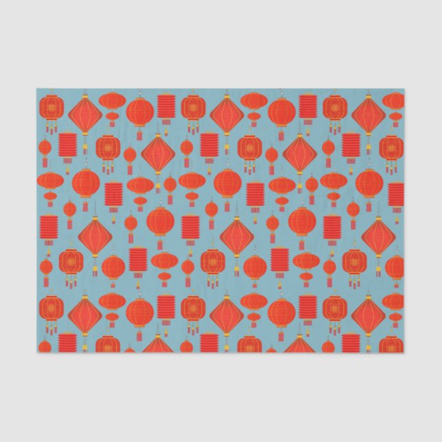 Red and gold Chinese lanterns  Tissue Paper (Front)