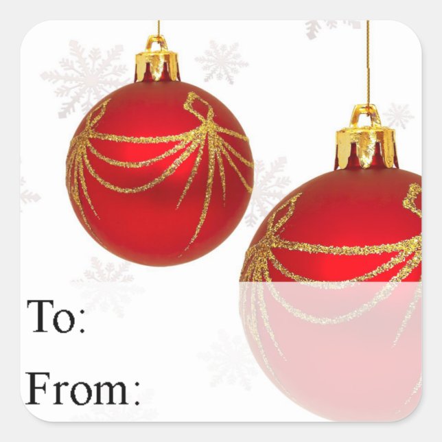 Red and Gold Christmas Balls Gift Tag (Front)