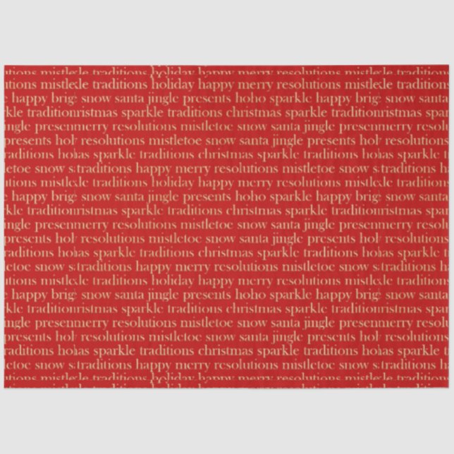 Red and Gold Christmas Cheer Christmas Tissue Paper (Front)