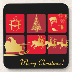 Red and Gold Christmas coaster