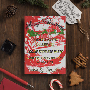 Red and Gold Christmas Cookie/Dinner Party Invitation