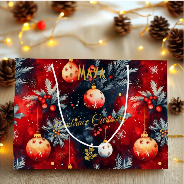 Red and Gold Christmas Gift Bag with Festive (Creator Uploaded)