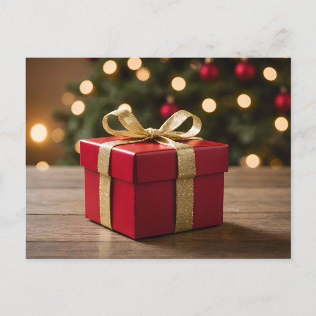 Red And Gold Christmas Gift Holiday Postcard (Front)