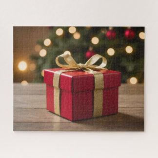 Red And Gold Christmas Gift Jigsaw Puzzle