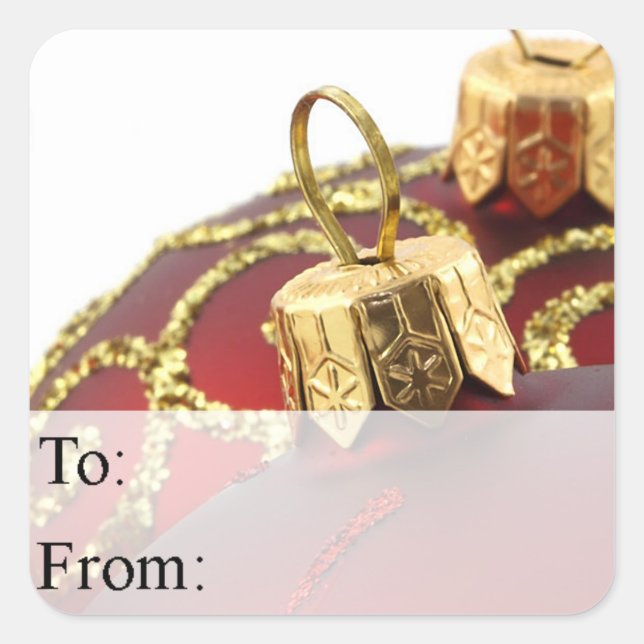 Red and Gold Christmas Ornaments Gift Tag (Front)