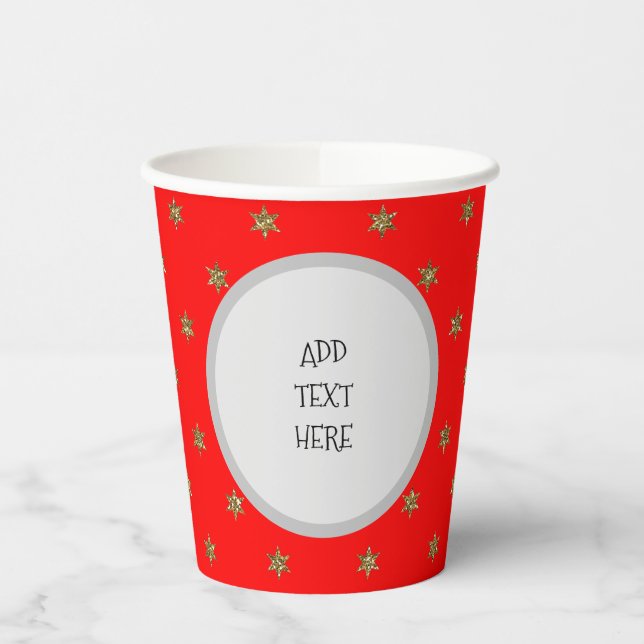 Red and Gold Christmas Paper Cups (Left)