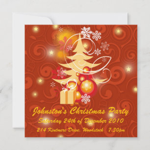 Red and Gold Christmas Party Invitation
