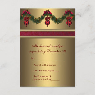 Red and Gold Christmas Party RSVP Card