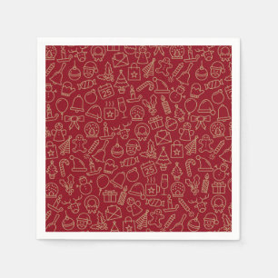 Red and Gold Christmas Pattern   Napkin