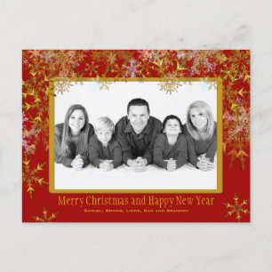 Red and Gold Christmas Photo Postcard