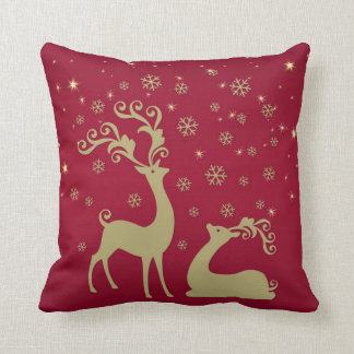 Red and gold Christmas reindeer Cushion