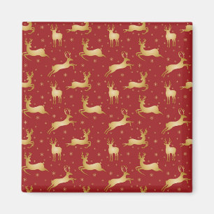 Red and gold Christmas reindeer Magnet
