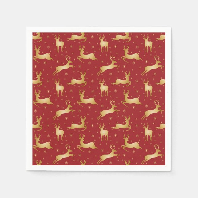 Red and gold Christmas reindeer Napkin (Front)