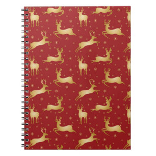 Red and gold Christmas reindeer Notebook
