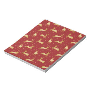 Red and gold Christmas reindeer Notepad