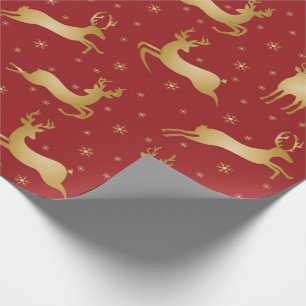 Red and gold Christmas reindeer Wrapping Paper