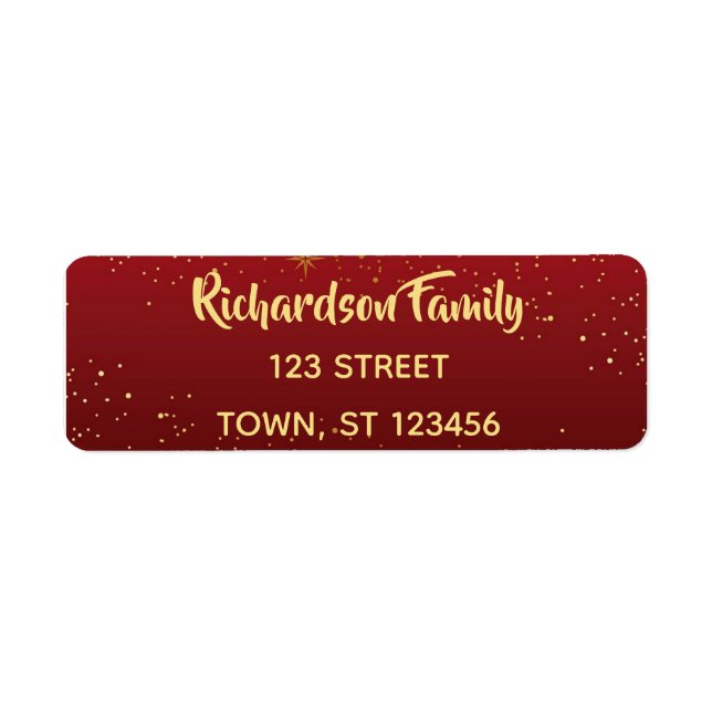 Red and gold Christmas Return Address (Front)